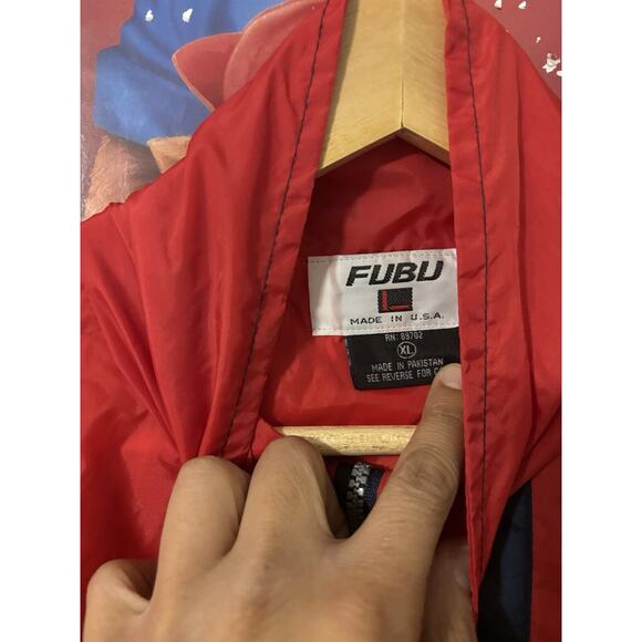 vintage y2k fubu red white blue zip up windbreaker mens size XL - Picture 5 of 6